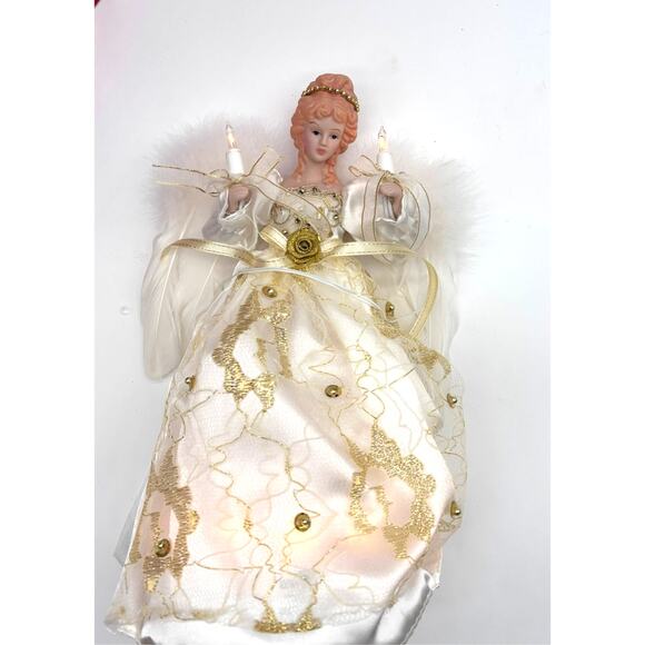 Kurt S. Adler 12" 10-Light Ivory & Gold Angel Christmas Treetop with Box Works - Picture 6 of 16